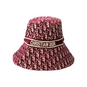 Christian Dior Burgundy Velvet Monogram Pattern Print Bucket Hat